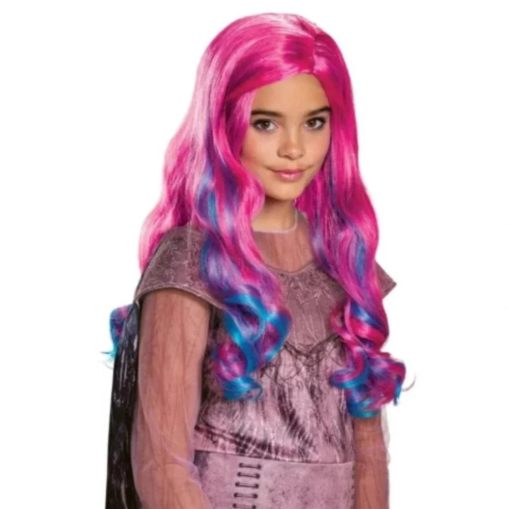 Disguise Audrey Descendants 3- Girls Pink And Blue Wig - Halloween Accessory - Picture 2 of 2